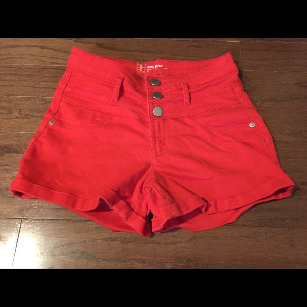 Red High Waisted Shorts